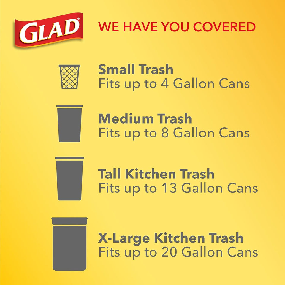 Glad Small Trash Bags 4 Gallon, Febreze Fresh Clean Garbage Bags, Odor Resistant with Quick Tie, 26 Count - Rayz Mart