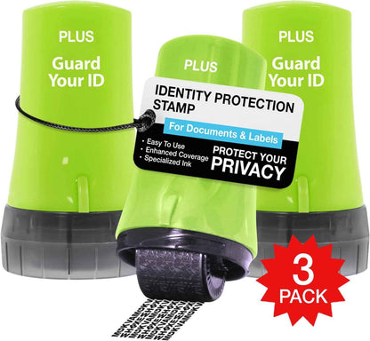 Guard Your ID Advanced 2.0 Roller 3-Pack for Identity Theft Protection, Confidential Security Stamp Mixed Color Kit (Turquoise, Green, White)
