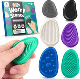 Fidget Toys Adults Sensory Stone: 6 Pack Textured Worry Stone for Autism Kids Calming Down - Fidget Stress Toys for Stress Relief - Small Students Prizes Fidget Toys