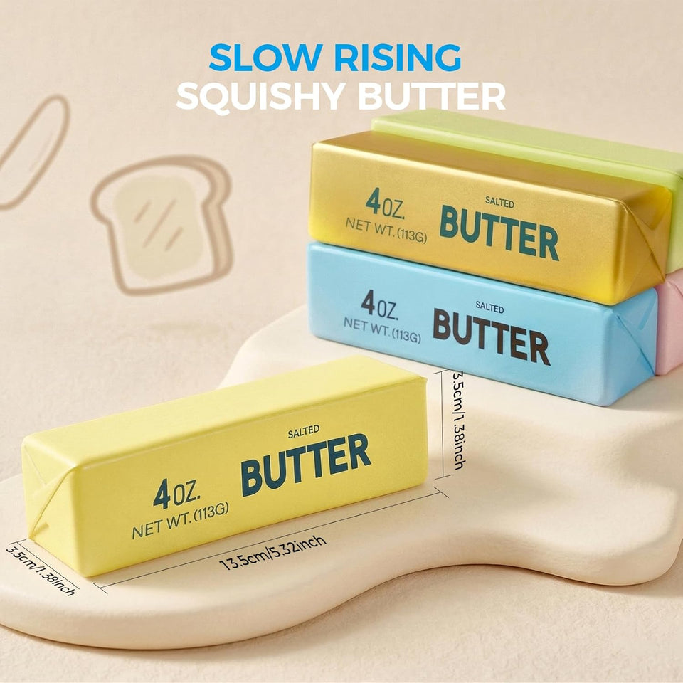 Butter Squishy, Soft Slow Rising Squeeze Toys, Butter Stick Squishy Fidget Toys and Stress Balls Squishies for Office Desk Toys, Party Favors & Birthday Gifts(Yellow)