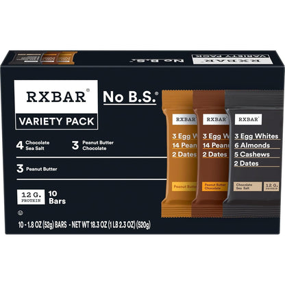RXBAR Protein Bars, Protein Snack, Snack Bars, Variety Pack, 18.3oz Box (10 Count)
