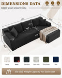 Cloud Sectional Couch,105 Inch Modular Sectional Sofa with Deep Seat,Modern Corduroy Boneless Couches with L-Shape Chaise for Living Room Bedroom,No Assembly Required (Black, Right Facing Chaise)