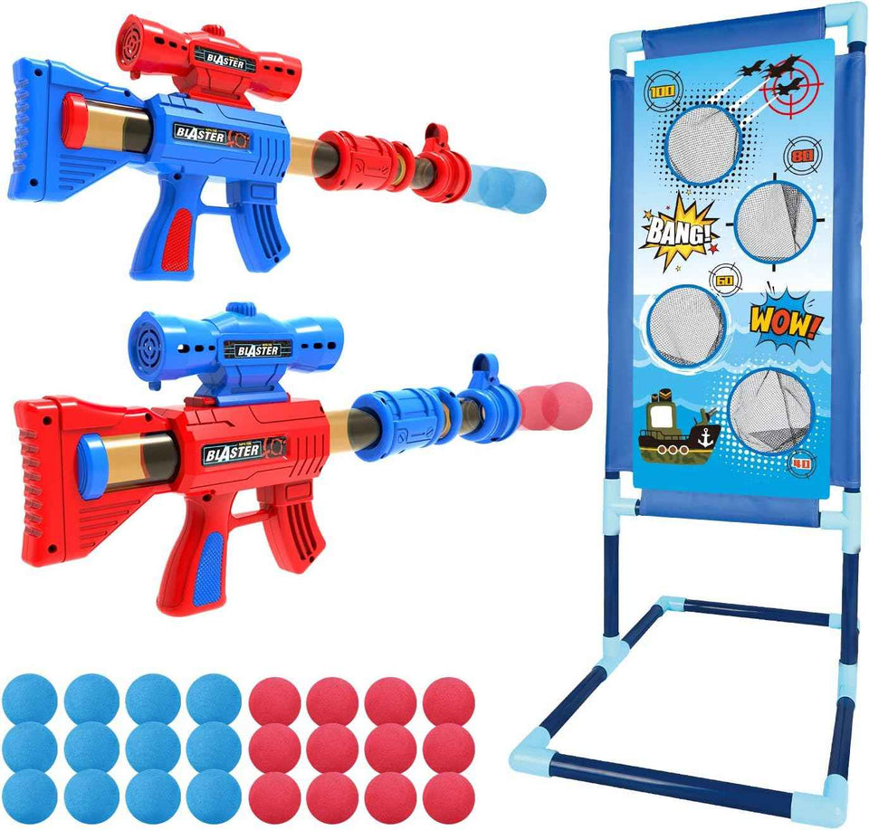 yeebay shooting game toy 2pk air guns shooting target 24 foam balls navy theme kids boys gift