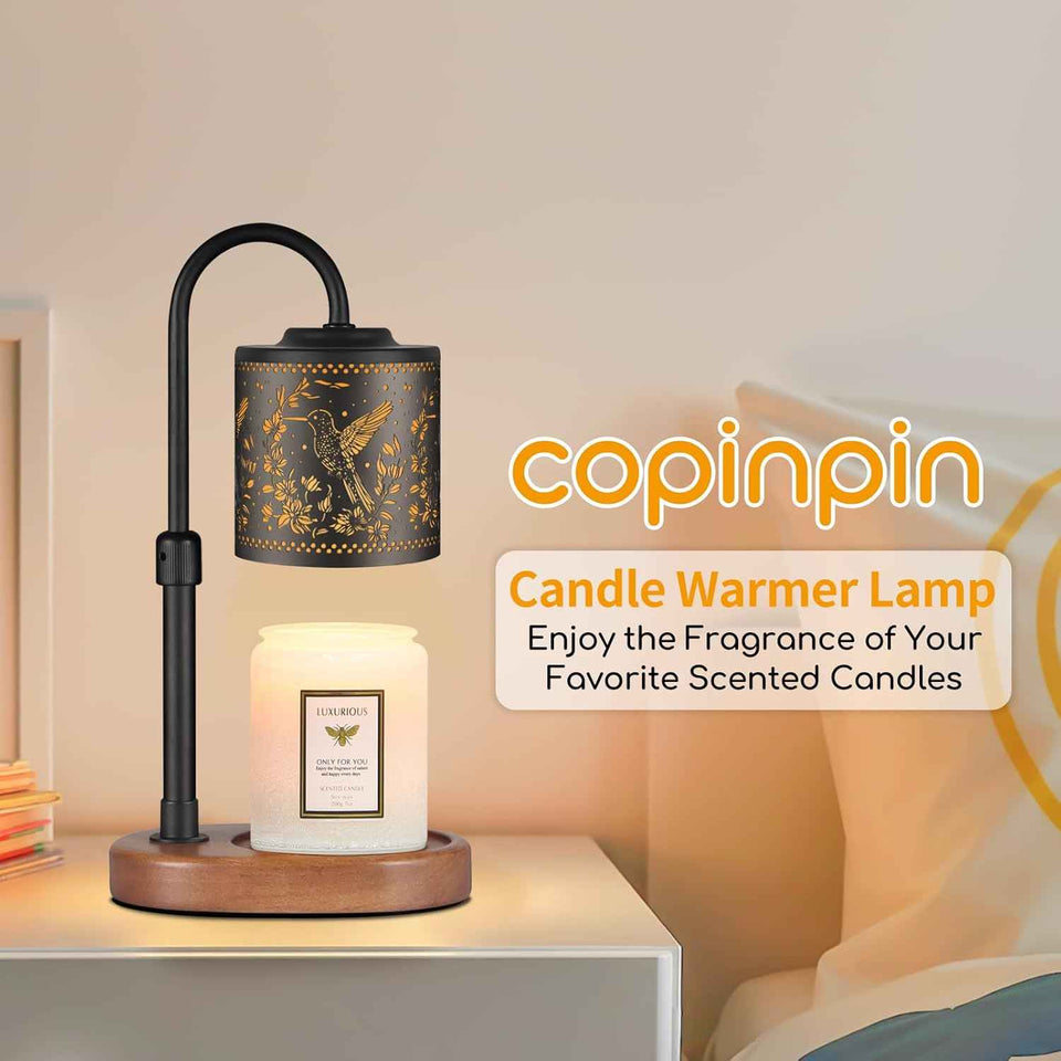Dimmable Candle Warmer Lamp with Timer Adjustable Height for Scented Jar Candles Electric Candle Wax Melt Warmer for Home Decor Christmas Birthday Gifts for Women Mom(Hummingbird)