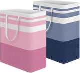 HomeHacks 2 Pack Large Laundry Baskets, Waterproof, Freestanding Laundry Hampers, Collapsible Clothes Hamper with Reinforced Handles in Laundry Room, College Dorm, Bathroom, Bedroom (Grey, 75Lx2)