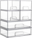 Vtopmart Stackable Storage Drawers Set of 5, Clear Plastic Organizer Bins for Baby Bottle, Beauty Supplies Storage, Ideal for Kichen Countertop, Vanity, Bathroom, Cabinet, Pantry Organization
