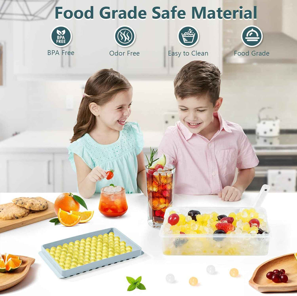 Mini Ice Cube Trays for Freezer with Lid - Chilling Drinks Coffee Juice (2 Pack/0.55In - Blue)