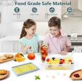 Mini Ice Cube Trays for Freezer with Lid - Chilling Drinks Coffee Juice (2 Pack/0.55In - Blue)