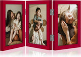 decorUhome Triple 4x6 Picture Frame Vertical, Engineered Wood Trifold Photo Frame with Plexiglass for Tabletop Display, 4x6, Black