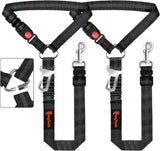 Removable Dog Seat Belt Harness for Car, 3 in 1 Pet Dog Car Seatbelt Leash, Retractable Restraint Secures to Vehicle Headrest & Adjustable Reflective Bungee Dog Seatbelt Tether, Blue and Black