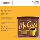 McCafe Breakfast Blend 30 oz Canister Light Roast Ground Coffee Specialty Fat-Free Arabica