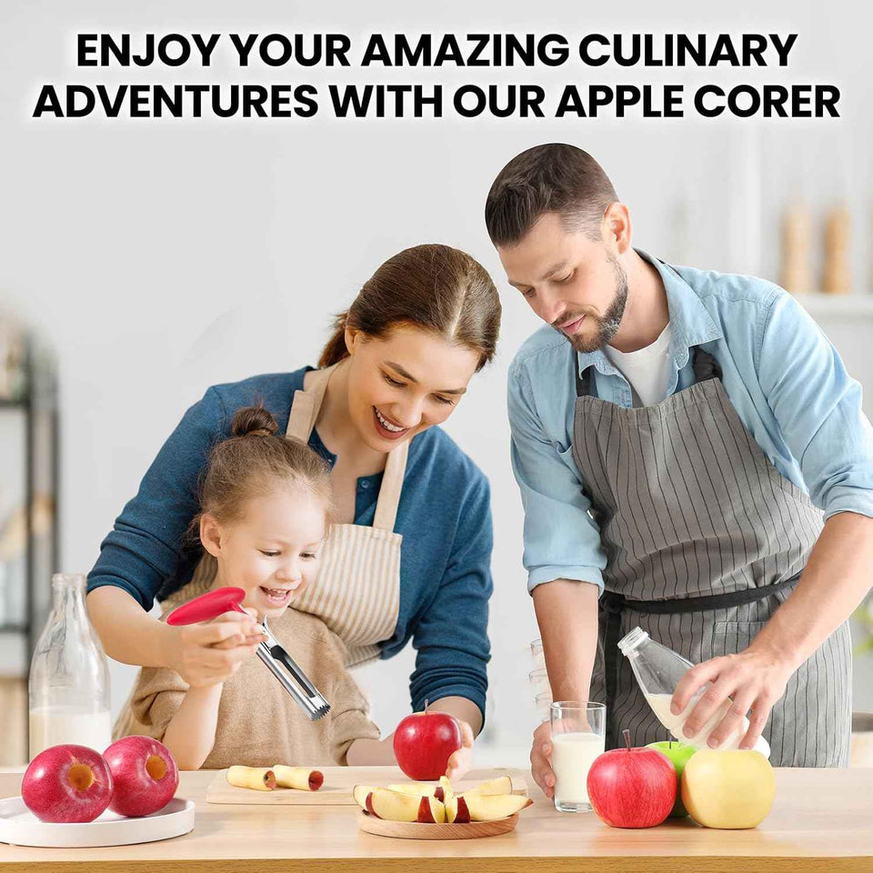SCHVUBENR Premium Apple Corer Tool - Easy to Use and Clean - Sturdy Apple Core Remover with Sharp Serrated Blades - Stainless Steel Corers for Apple and Pear - Core Fruits with Ease(Red)