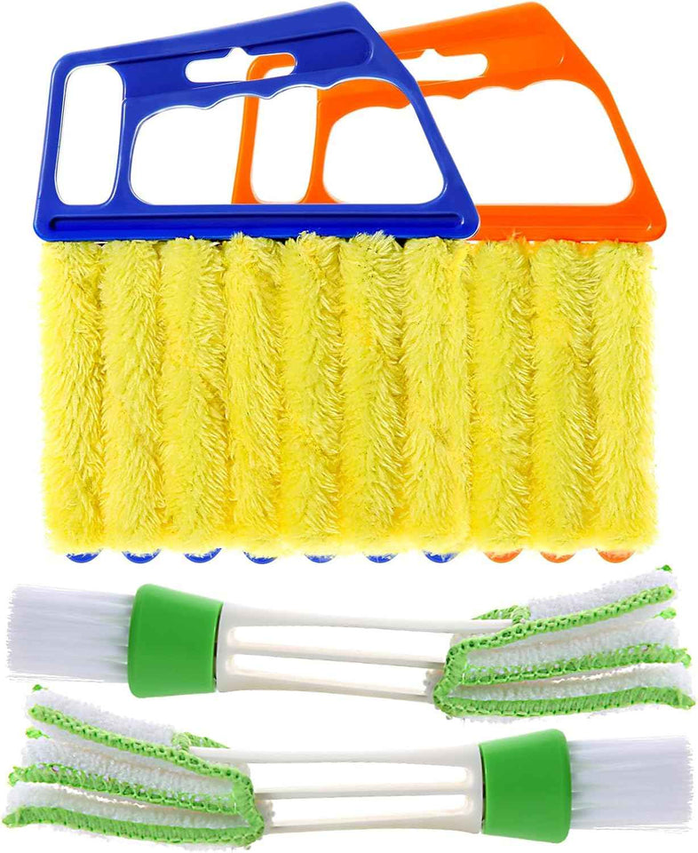 4Pcs Window Venetian Blind Cleaner Duster Tool,Washable 7 Fingers Dusting Cleaner and Air Vent Cleaner,Shutter Brush,Blinds Air Conditioner Keyboard Fan Duster Dirt Housekeeping Tool