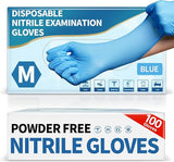 Medical Blue Nitrile Disposable Exam Gloves, 4.5 Mil 100 Pcs Powder-Free Latex-Free Food-Safe for Lab Cooking Cleaning