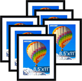 FIXSMITH 8x10 Picture Frame Set of 2, Photo Frame with HD Plexiglass, Display Pictures 5x7 with Mat or 8x10 Without Mat Multi Picture Frames Collage for Tabletop or Wall Display, Black