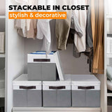 Large Closet Storage Baskets Bins with Lids - 4 Pack, Stackable Cubes for Nursery, Bedroom, Home, Dorm
