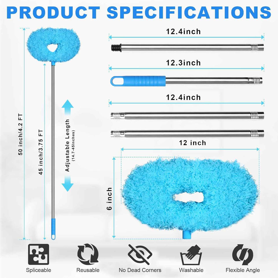 Storystore Ceiling Fan Cleaner Duster with Adjustable Extension Pole and Removable Fan Blade Cleaner - Blue
