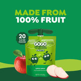 gogo squeeZ fruit on the go, apple apple, 3.2 oz, unsweetened, gluten free, nut free, recloseable, bpa free, pack of 20