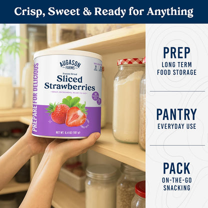 Augason Farms Freeze Dried Sliced Strawberries Can, Emergency Food Supply, Everyday Meals, 18 Servings