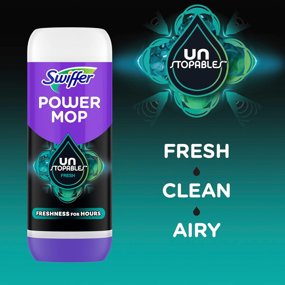Swiffer PowerMop Floor Cleaning Solution with Unstopables Fresh Scent, PowerMop Refills, Floor Cleaner for Mopping, 25.3 fl oz, 2 Pack - Rayz Mart