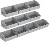 Closet Organizers Bins 6 Packs - Large Closet Shelf Organizer with Handles, Fabric Trapezoid Storage Bins, Collapsible Storage Cubes for Clothes, Towels, Light Gray