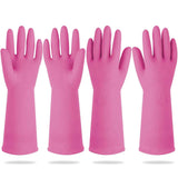 Mamison 2 Pairs Reusable Waterproof Household Dishwashing Cleaning Rubber Gloves, Non-Slip Kitchen Glove (Pink, Medium (Pack of 2))