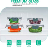 komuee 24-piece glass food storage containers set, meal prep containers, stackable airtight, microwave and oven safe