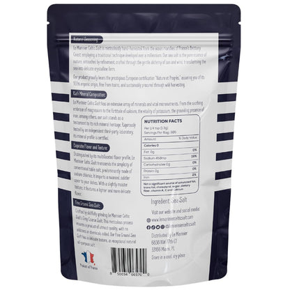 Le Marinier Celtic Salt Organic Fine Ground, 1.1lb - 18oz. Mineral Rich. 100% Natural and Unrefined. French Sea Salt Organic Vital Minerals. Hand Harvested Mineral Salt (1.1lb Fine Ground)