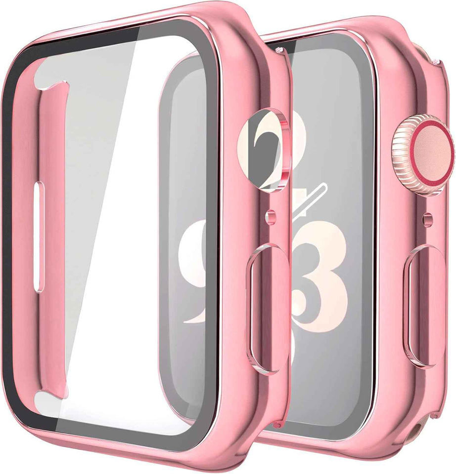 Misxi 2 Pack Tempered Glass Case Compatible for Apple Watch Series 11 (2025) Series 10 46mm, Screen Protector Cover for iWatch, Black