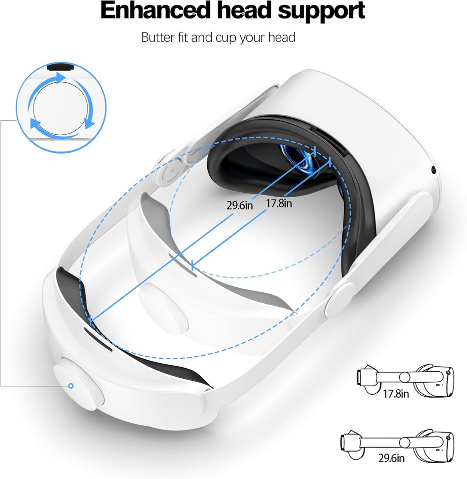 VZNEK Head Strap Compatible with Oculus Quest 2,Meta Quest 2 Accessories Adjustable Elite Strap Replacement for Enhanced Comfort Support and Gaming Immersion in VR (Without Battery)