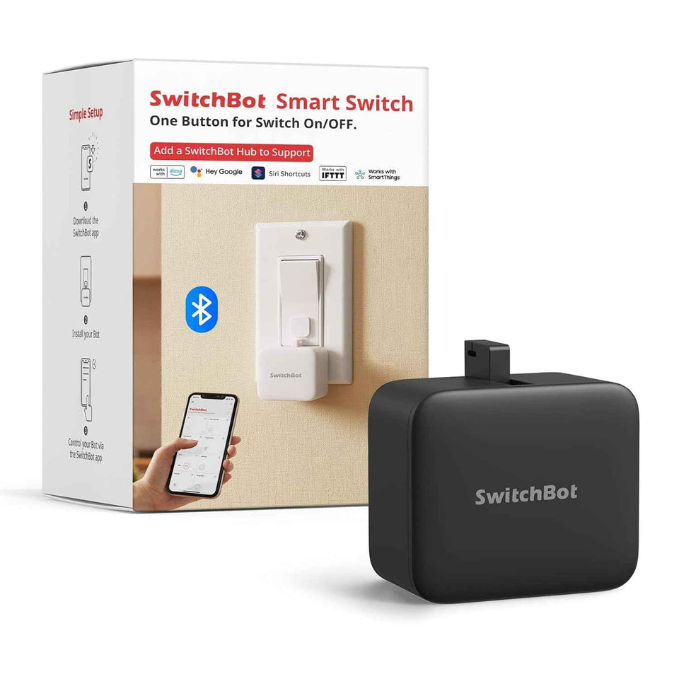 SwitchBot Smart Switch Button Pusher, Bluetooth Fingerbot for Rocker Switch, Automatic Light Switch, Timer and APP Control, Black
