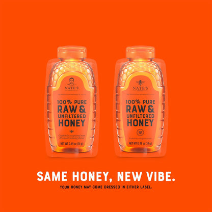 Nate's Honey Minis - Single-Serve 100% Pure, Raw & Unfiltered Honey - Holiday Stocking Stuffers - 0.49oz Packets, 20ct box