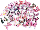 Mixed of 12PCS 3D Pink Butterfly Wall Stickers Decor Art Decorations