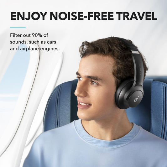 Soundcore by Anker Q20i Hybrid Active Noise Cancelling Headphones, Wireless Over-Ear Bluetooth, 40H Long ANC Playtime, Hi-Res Audio, Big Bass, Customize via an App, Transparency Mode (Black)