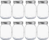 YINGERHUAN Glass Regular Mouth Mason Jars, 16 oz Clear Glass Jars with Silver Metal Lids for Sealing, Canning Jars for Food Storage, Overnight Oats, Dry Food, Snacks, Candies, DIY Projects (4PACK)