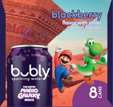 bubly Sparkling Water, The Super Mario Galaxy Movie Blackberry, Zero Sugar & Zero Calories, 12 Fl Oz Cans (Pack of 8), Packaging May Vary
