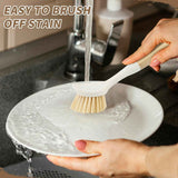 Bamboo Dish Scrubber Brush Set - 4 Pack with Built-in Scraper for Pots, Sinks