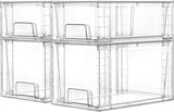Vtopmart 4 Pack Clear Stackable Storage Drawers,Under Sink and Kitchen Organizers Storage,Easy to Assemble Plastic Drawers for Baby Bottle,Medicine, Bathroom,Cabinet and Pantry Organization