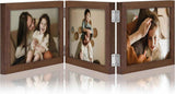 decorUhome Triple 4x6 Picture Frame Vertical, Engineered Wood Trifold Photo Frame with Plexiglass for Tabletop Display, 4x6, Black