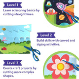 Skillmatics Scissor Skills Activity Book - Snip Snip, 25 Cutting Activities for Preschoolers, Felt Craft Kit, 2 Child-Safe Scissors, Fine Motor Skills, Screen-Free Fun, Gifts for Kids Ages 3-7