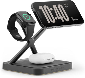 NOCO XGrid XDS3: 3-in-1 Wireless Charging Stand – Charging Station for iPhone, Apple Watch, and AirPods – MagSafe Compatible, Qi2 Certified – Includes 45W USB-C Wall Charger and 6.5-Foot USB-C Cable