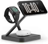 NOCO XGrid XDS3: 3-in-1 Wireless Charging Stand – Charging Station for iPhone, Apple Watch, and AirPods – MagSafe Compatible, Qi2 Certified – Includes 45W USB-C Wall Charger and 6.5-Foot USB-C Cable