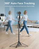 Acer Gadget Auto Face Tracking Tripod for iPhone/Cell Phone/Android/Camera with Light and Remote, 64", No App, 360°Rotating Tripod Selfie Stick for Tiktok YouTube Vlog Live Streaming Video Recording