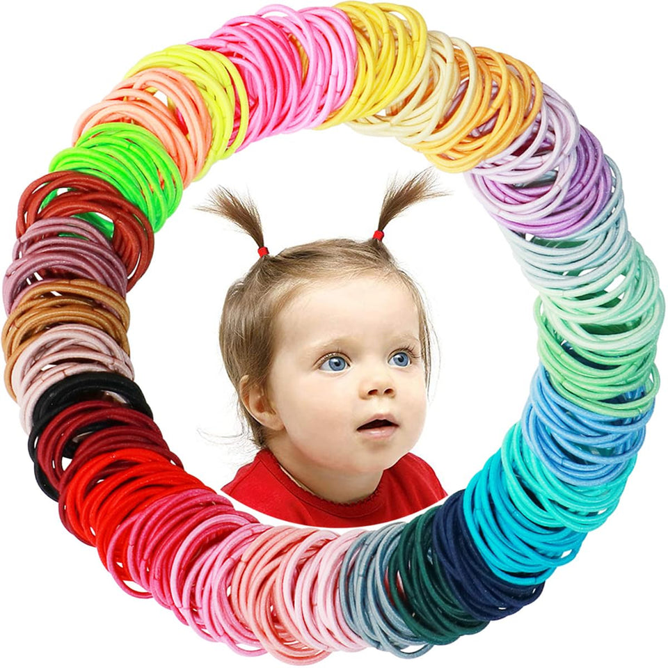 200pcs small hair ties for baby girls infants toddlers kids, elastic hair ponytail holder accessories