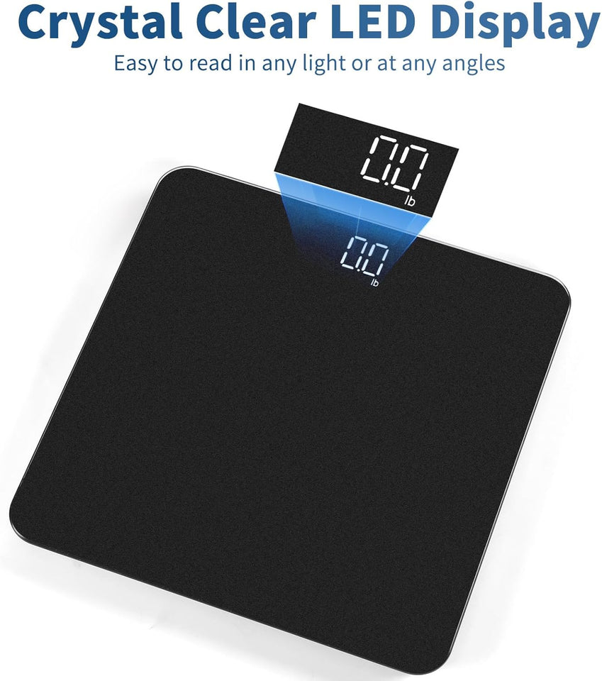 Vitafit Scale for Body Weight, High Accuracy 0.1lb by Our Professional Factory Since 2001, Digital Weight Scale LED and Step On, 3*AAA Batteries Included, 400lb/182kg, Spray Silver Black