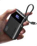 INIU 20000mAh Power Bank, Smaller 45W PD Fast Charging Portable Charger, Battery Pack with Build in USB C Cable, Travel Phone Flight-Safe Powerbank for iPhone 17 16 Samsung S26 Google iPad, Black