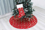 Flash World 48 Inch Large Christmas Tree Skirt Xmas Soft Cover Mat Decor Snowflake Collar Farmhouse Tree Skirt for Holiday Ornaments Party Home Indoor Decorations (Red, 48INCH)