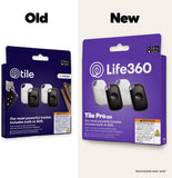 Life360 Tile Pro - Powerful Bluetooth Tracker, Key Finder and Item Locator for Keys Bags, and More. Both iOS and Android Compatible. Phone Finder. 4-Pack (Black/White)