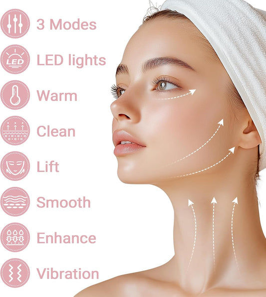 Neck Facial Massager, Light Face Neck Massager for Skin Care, Multifunctional Facial Skincare Tools with Vibration, at Home