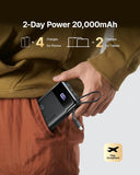 INIU 20000mAh Power Bank, Smaller 45W PD Fast Charging Portable Charger, Battery Pack with Build in USB C Cable, Travel Phone Flight-Safe Powerbank for iPhone 17 16 Samsung S26 Google iPad, Black